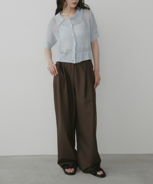 Aunt Marie's（アントマリーズ）の「メッシュポロトップス /カーディガン（ニット/セーター・レディース・アイボリー/ライトブルー/ピンク/ネイビー/ブラウン/ブラック・FREE）」の22枚目の写真