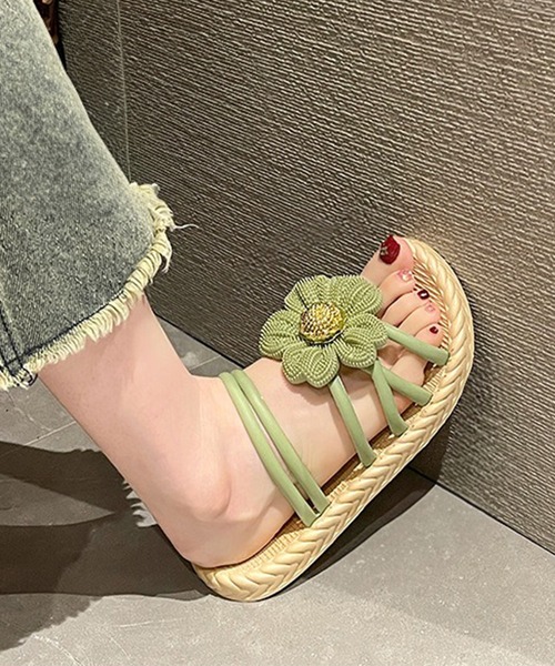 Lace Ladies(レースレディース)の「2WAY ビッグ フラワー ストラップ エスパドリーユ風 サンダル(サンダル・レディース・グリーン/ブラック/ホワイト・23cm/24cm/25cm)」の13枚目の写真