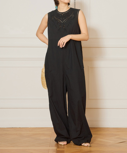 IENA LA BOUCLE カットワークレースオールインワン（つなぎ