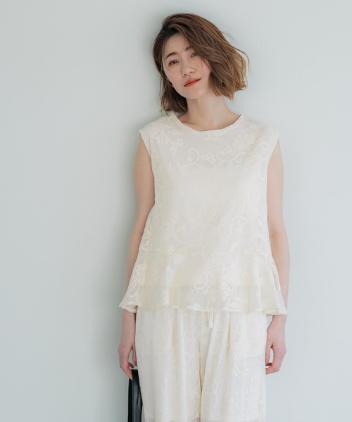 coca（coca）（コカ）の「【WEB限定セール】フロッキーレースノースリーブブラウス（シャツ/ブラウス・レディース・アイボリー・S/M/L）」の4枚目の写真