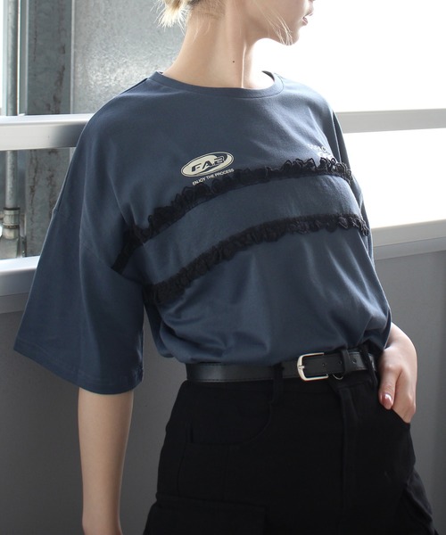 セール】ロゴ刺繍レース Tシャツ（Tシャツ/カットソー）｜SpRay