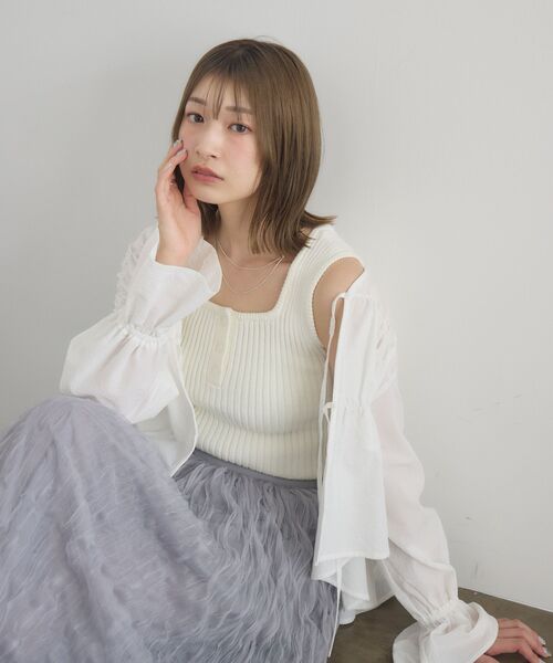 RETRO GIRL（レトロガール）の「ヘンリーネックNTタンク（タンクトップ・レディース・オレンジ/ブラック/ブルー/オフホワイト・FREE）」の9枚目の写真