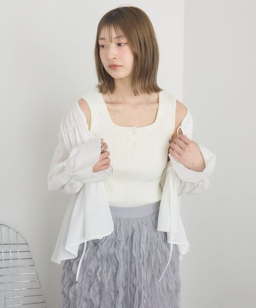 RETRO GIRL（レトロガール）の「ヘンリーネックNTタンク（タンクトップ・レディース・オレンジ/ブラック/ブルー/オフホワイト・FREE）」の10枚目の写真