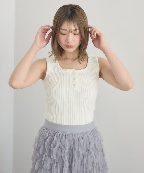 RETRO GIRL（レトロガール）の「ヘンリーネックNTタンク（タンクトップ・レディース・オレンジ/ブラック/ブルー/オフホワイト・FREE）」の15枚目の写真