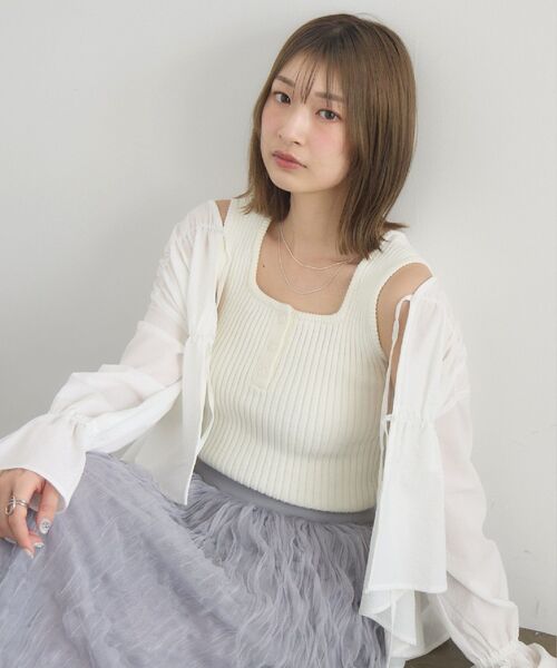 RETRO GIRL（レトロガール）の「ヘンリーネックNTタンク（タンクトップ・レディース・オレンジ/ブラック/ブルー/オフホワイト・FREE）」の5枚目の写真