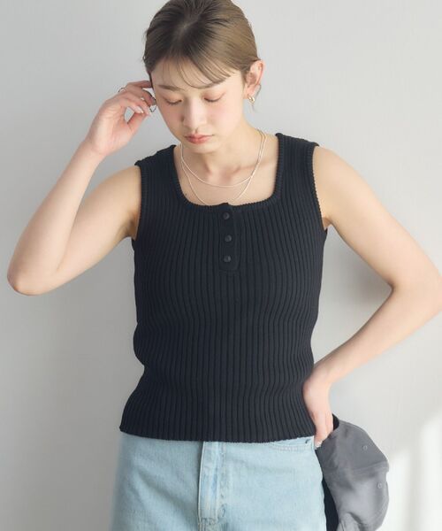 RETRO GIRL（レトロガール）の「ヘンリーネックNTタンク（タンクトップ・レディース・オレンジ/ブラック/ブルー/オフホワイト・FREE）」の6枚目の写真