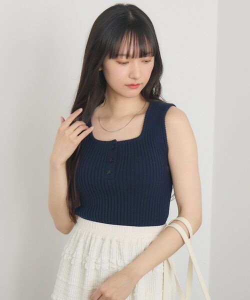 RETRO GIRL（レトロガール）の「ヘンリーネックNTタンク（タンクトップ・レディース・オレンジ/ブラック/ブルー/オフホワイト・FREE）」の8枚目の写真