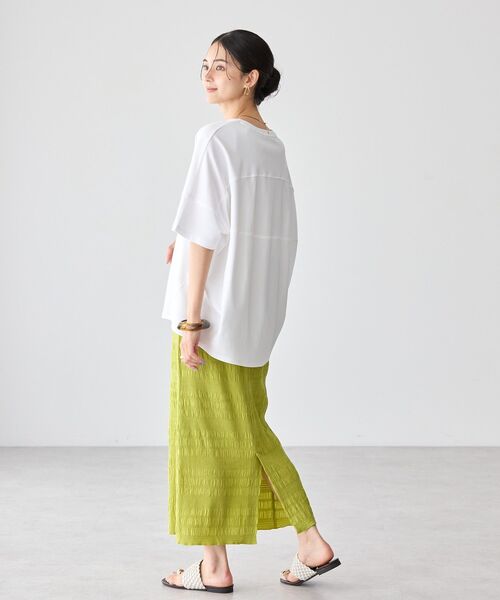 AMERICAN HOLIC(アメリカンホリック)の「【WEB限定】UVカット+接触冷感 コクーンカットプルオーバー(Tシャツ/カットソー・レディース・ピンク/グレイッシュベージュ/オフホワイト/ネイビー/チャコールグレー/ブラック・M/L)」の9枚目の写真