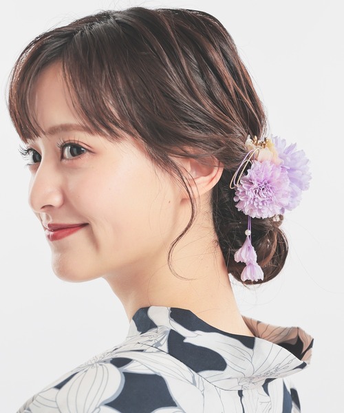 Honeys(ハニーズ)の「浴衣髪飾り(ダリアしだれ藤)(和装小物・レディース・ラベンダー/ピンク・FREE)」の18枚目の写真