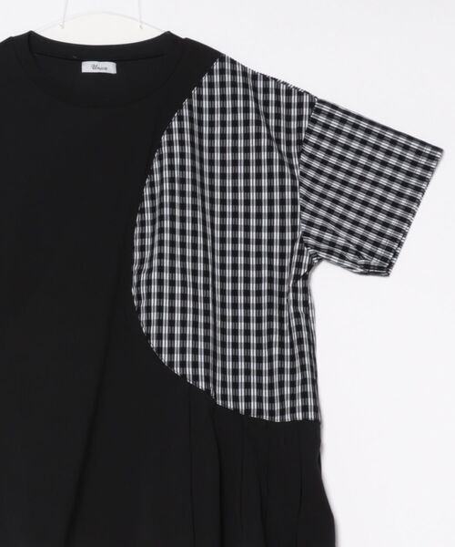 unica(ユニカ)の「サークルチェックタックT ladies(Tシャツ/カットソー・レディース・ブラック/オフホワイト・F)」の4枚目の写真