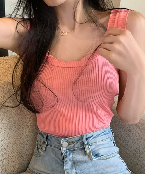 PRIVATE  BEACH（プライベートビーチ）の「フリルメロウタンクトップ（タンクトップ・レディース・カーキ/ピンク/ホワイト/パープル/ベージュ/ブラック・FREE）」の21枚目の写真