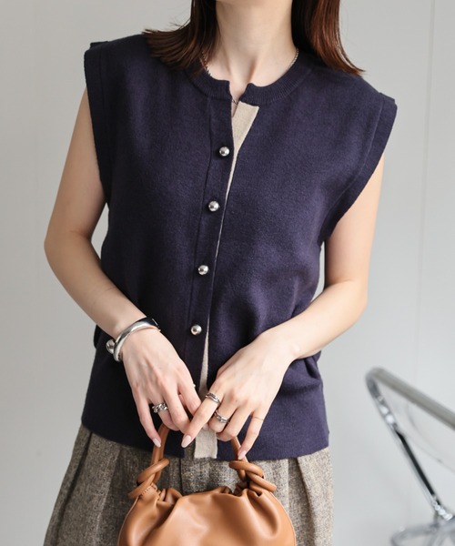 sakishimatokyo（サキシマトーキョー）の「配色ニットベスト/ラメニット【動画あり】（ベスト・レディース・ブラック/ベージュ/ネイビー/シルバー・FREE）」の16枚目の写真