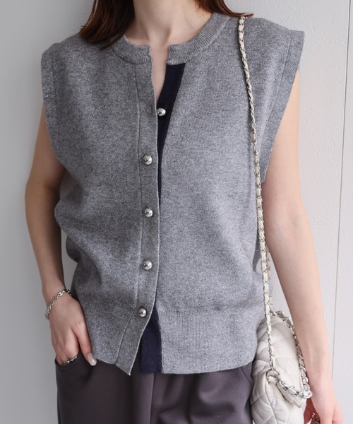 セール】配色ニットベスト/ラメニット【動画あり】（ベスト