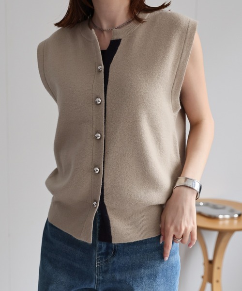 sakishimatokyo（サキシマトーキョー）の「配色ニットベスト/ラメニット【動画あり】（ベスト・レディース・ブラック/ベージュ/ネイビー/シルバー・FREE）」の15枚目の写真