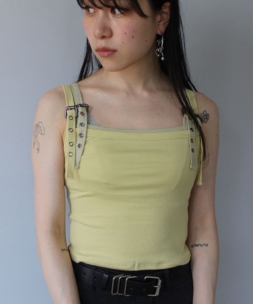 SANSeLF（サンセルフ）の「【SANSeLF】 ベルトストラップデザインキャミソール sanw25s086（キャミソール・レディース・ライトイエロー・FREE）」の3枚目の写真