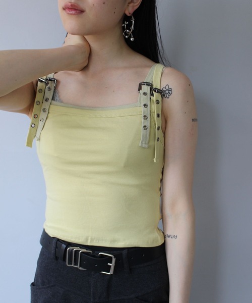 SANSeLF（サンセルフ）の「【SANSeLF】 ベルトストラップデザインキャミソール sanw25s086（キャミソール・レディース・ライトイエロー・FREE）」の7枚目の写真