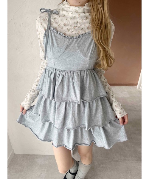 PHILLY（フィリー）の「【PHILLY】ティアードビスチェキャミワンピース（ワンピース・レディース・グレー/ブラック・FREE）」の2枚目の写真