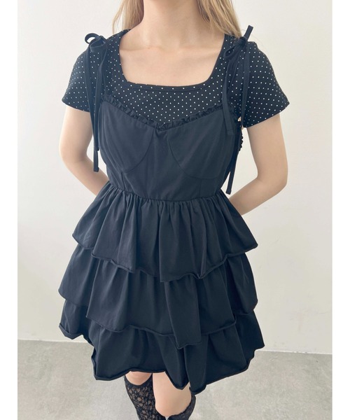 PHILLY（フィリー）の「【PHILLY】ティアードビスチェキャミワンピース（ワンピース・レディース・グレー/ブラック・FREE）」の3枚目の写真