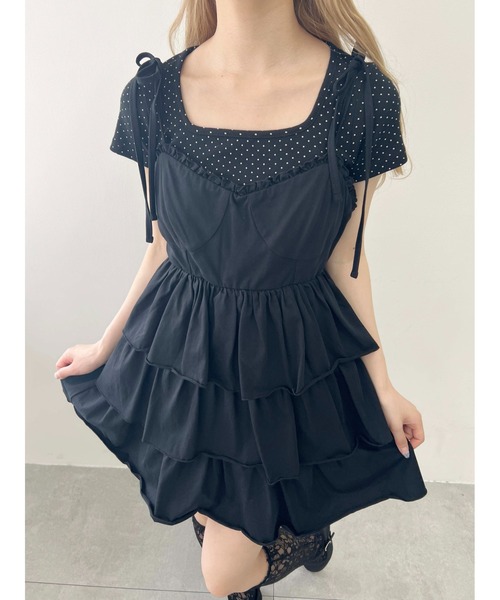 PHILLY（フィリー）の「【PHILLY】ティアードビスチェキャミワンピース（ワンピース・レディース・グレー/ブラック・FREE）」の4枚目の写真