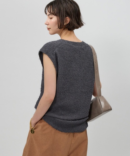 BABYLONE（バビロン）の「ネップテンジクVネックプルオーバー（ニット/セーター・レディース・チャコール/ホワイト/ライム・フリー）」の4枚目の写真