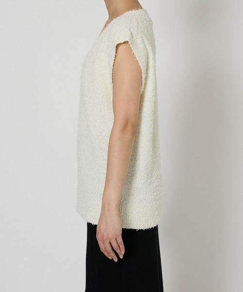 BABYLONE（バビロン）の「ネップテンジクVネックプルオーバー（ニット/セーター・レディース・チャコール/ホワイト/ライム・フリー）」の9枚目の写真