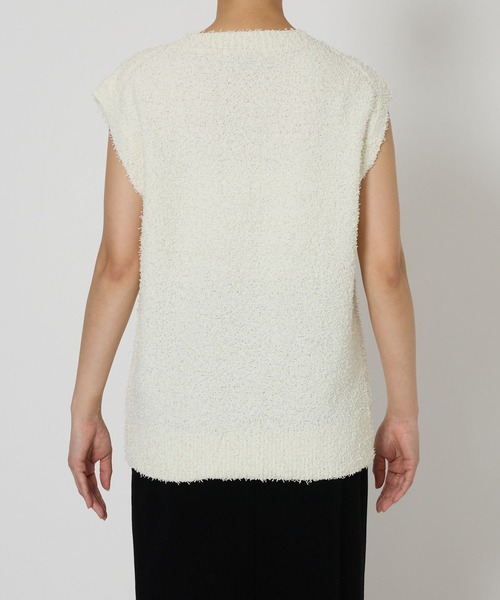 BABYLONE（バビロン）の「ネップテンジクVネックプルオーバー（ニット/セーター・レディース・チャコール/ホワイト/ライム・フリー）」の10枚目の写真