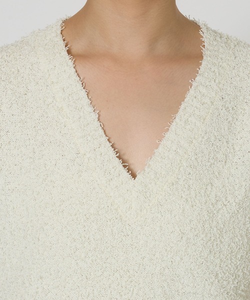 BABYLONE（バビロン）の「ネップテンジクVネックプルオーバー（ニット/セーター・レディース・チャコール/ホワイト/ライム・フリー）」の12枚目の写真