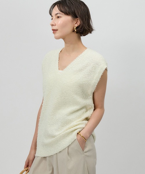 BABYLONE（バビロン）の「ネップテンジクVネックプルオーバー（ニット/セーター・レディース・チャコール/ホワイト/ライム・フリー）」の19枚目の写真