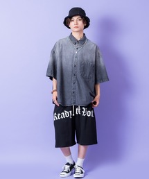 a.p.o.v.（エーピーオービー）の「a.p.o.v. ストリートロゴプリントワイドスウェットハーフパンツ（スウェットパンツ）」