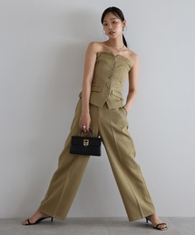 ENC（エンク）の「linen like front button bustier set up / リネンライクフロント釦ビスチェセットアップ（セットアップ）」