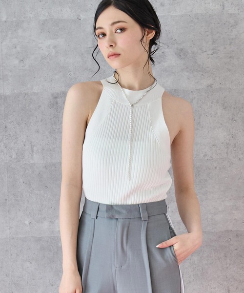 ANAP（アナップ）の「アメスリ タンクトップ ニットトップス（タンクトップ・レディース・ブラック/ホワイト/ブラウン・FREE）」の4枚目の写真