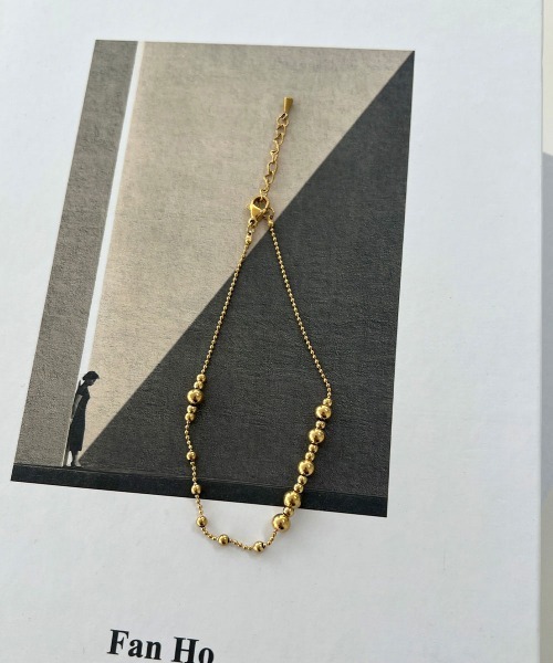 CEMONEMO（セモネモ）の「【金属アレルギー対応】 ランダム ボール アンクレット / サージカルステンレス316L（アンクレット・レディース・ゴールド/シルバー・FREE）」の10枚目の写真