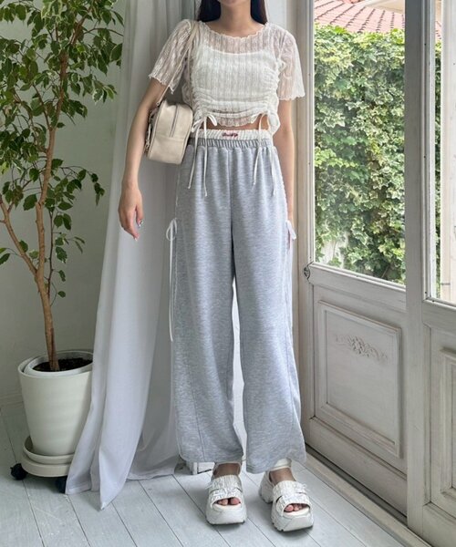 OLIVE des OLIVE(オリーブデオリーブ)の「レースアップスウェットパンツ(スウェットパンツ・レディース・ピンク/トップグレー/ネイビー・FREE)」の11枚目の写真