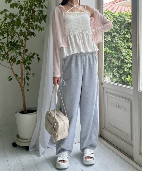 OLIVE des OLIVE(オリーブデオリーブ)の「レースアップスウェットパンツ(スウェットパンツ・レディース・ピンク/トップグレー/ネイビー・FREE)」の12枚目の写真