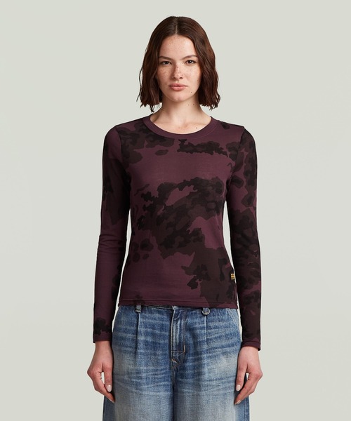 G-STAR(ジースター)の「ALLOVER PRINT SLIM T-SHIRT/オリジナルカモフラージュプリントスリムロングスリーブTシャツ(Tシャツ/カットソー・レディース・カモフラージュ/パープル系その他・X-SMALL/SMALL/MEDIUM)」の7枚目の写真
