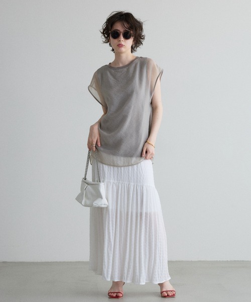 &. NOSTALGIA(アンドドットノスタルジア)の「【ZOZO限定】サッカーギャザー切替スカート(スカート・レディース・レッド/オフホワイト・M)」の9枚目の写真