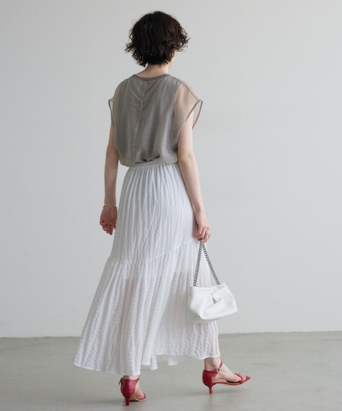 &. NOSTALGIA(アンドドットノスタルジア)の「【ZOZO限定】サッカーギャザー切替スカート(スカート・レディース・レッド/オフホワイト・M)」の16枚目の写真