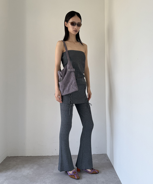 Oriens JOURNAL STANDARD（オリエンス ジャーナルスタンダード）の「レースアップニットフレアパンツ（その他パンツ・レディース・グレー/ネイビー・FREE）」の12枚目の写真