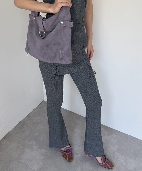 Oriens JOURNAL STANDARD（オリエンス ジャーナルスタンダード）の「レースアップニットフレアパンツ（その他パンツ・レディース・グレー/ネイビー・FREE）」の15枚目の写真