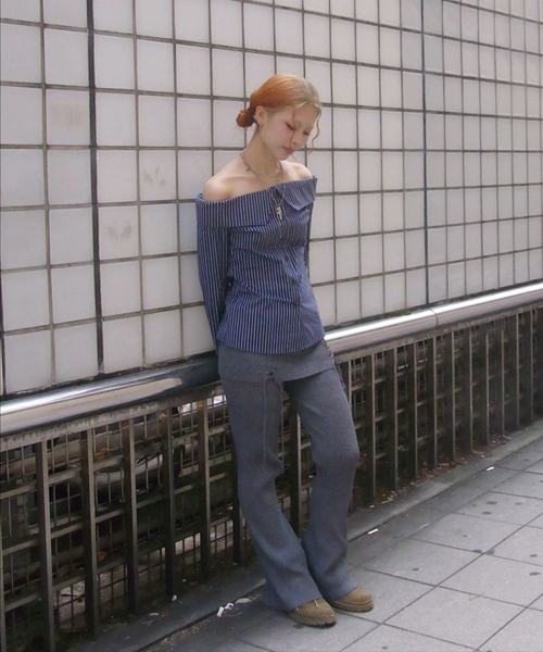 Oriens JOURNAL STANDARD（オリエンス ジャーナルスタンダード）の「レースアップニットフレアパンツ（その他パンツ・レディース・グレー/ネイビー・FREE）」の18枚目の写真