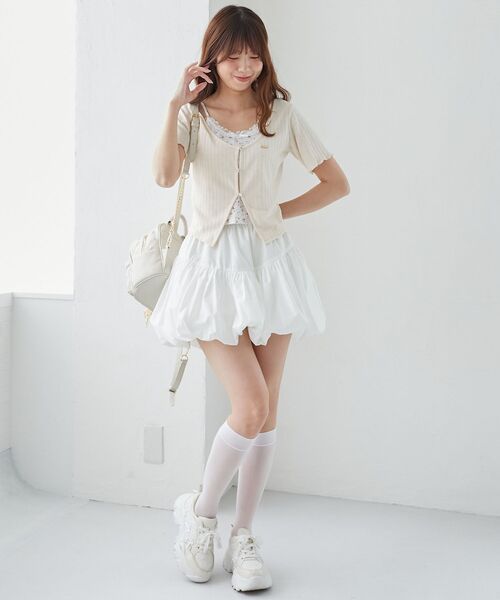 MAJESTIC LEGON（マジェスティックレゴン）の「バルーンミニスカパン（スカート・レディース・グレー系その他/ブラック/オフホワイト/ホワイト系その他・MEDIUM）」の9枚目の写真