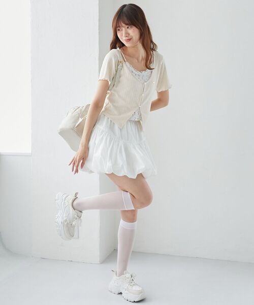 MAJESTIC LEGON（マジェスティックレゴン）の「バルーンミニスカパン（スカート・レディース・グレー系その他/ブラック/オフホワイト/ホワイト系その他・MEDIUM）」の10枚目の写真