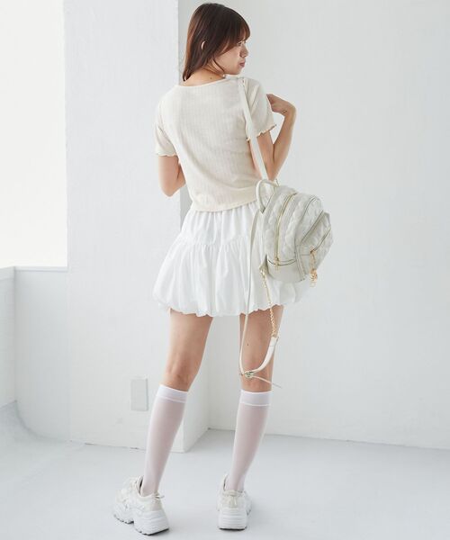 MAJESTIC LEGON（マジェスティックレゴン）の「バルーンミニスカパン（スカート・レディース・グレー系その他/ブラック/オフホワイト/ホワイト系その他・MEDIUM）」の11枚目の写真