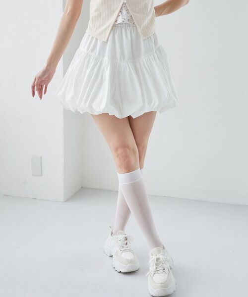 MAJESTIC LEGON（マジェスティックレゴン）の「バルーンミニスカパン（スカート・レディース・グレー系その他/ブラック/オフホワイト/ホワイト系その他・MEDIUM）」の12枚目の写真