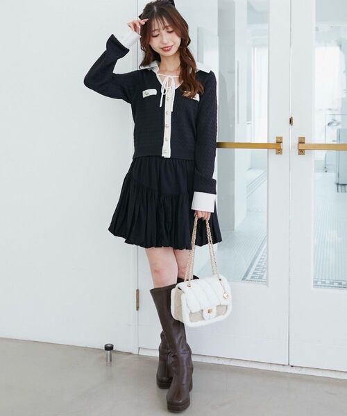 MAJESTIC LEGON（マジェスティックレゴン）の「バルーンミニスカパン（スカート・レディース・グレー系その他/ブラック/オフホワイト/ホワイト系その他・MEDIUM）」の17枚目の写真