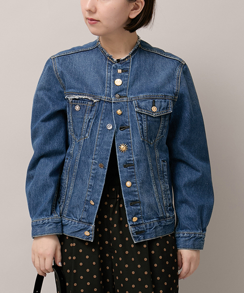 Bonum(ボナム)の「チェンジボタンデニムジャケット(デニムジャケット・レディース・ネイビー/コバルトブルー・LARGE/SMALL)」の10枚目の写真