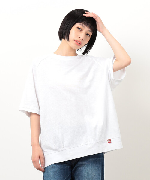 ONIGIRI(オニギリ)の「ラグランTシャツ(無地&ボーダー)(Tシャツ/カットソー・レディース・オフホワイト/サックスブルー・FREE)」の1枚目の写真