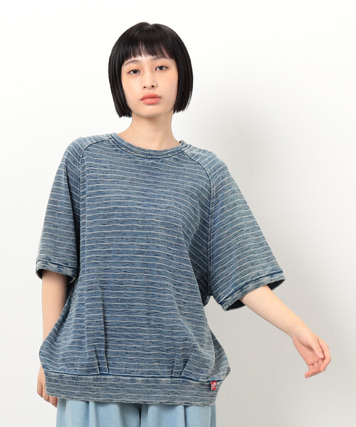 ONIGIRI(オニギリ)の「ラグランTシャツ(無地&ボーダー)(Tシャツ/カットソー・レディース・オフホワイト/サックスブルー・FREE)」の2枚目の写真