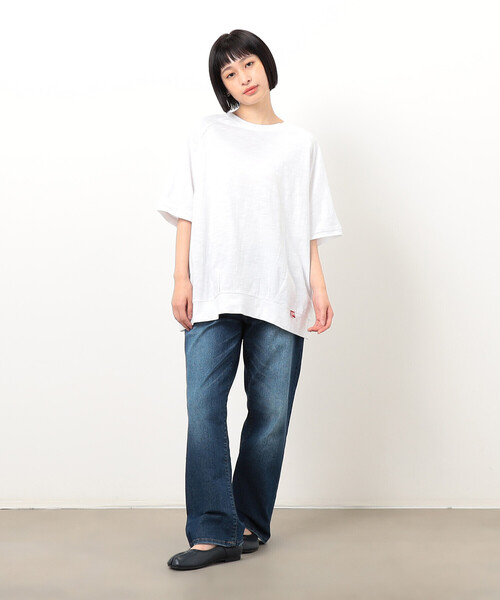 ONIGIRI(オニギリ)の「ラグランTシャツ(無地&ボーダー)(Tシャツ/カットソー・レディース・オフホワイト/サックスブルー・FREE)」の14枚目の写真