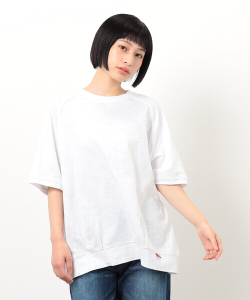 ONIGIRI(オニギリ)の「ラグランTシャツ(無地&ボーダー)(Tシャツ/カットソー・レディース・オフホワイト/サックスブルー・FREE)」の16枚目の写真
